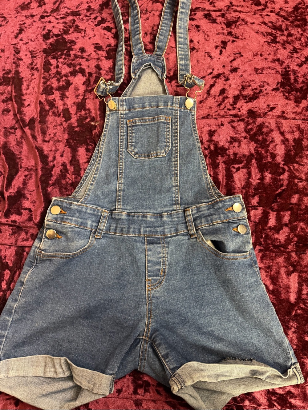 Women's Blue Denim Short Overalls - Casual Jean Shorts
